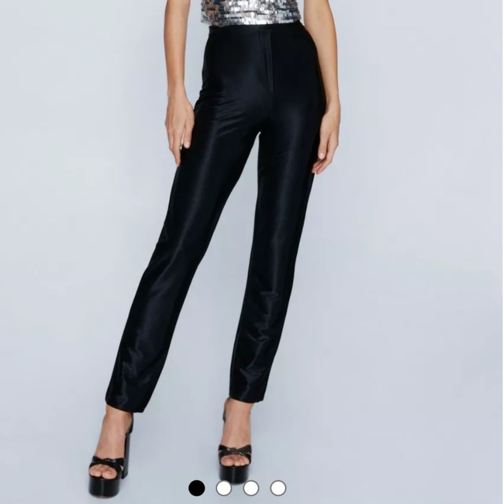 High shine straight pants